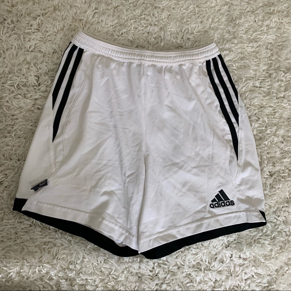white adidas athletic shorts